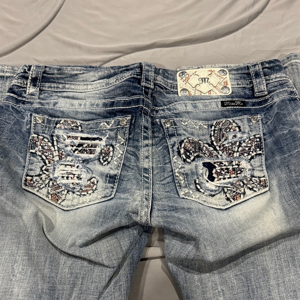 Miss Me Women's Light Blue Embroidered Denim Jeans
